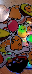 GUDETAMA HOLOGRAPHIC Vinyl Waterproof Sticker 3INCHES 10pcs random designs