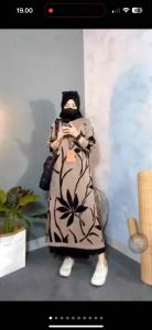 MARSELLA | Haika Long Tunik Wanita Motif Etnik / Atasan Tunik Panjang Wanita Bahan Rajut LD 105-110 cm muat hingga BB 70kg