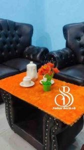 Taplak Meja Tamu Uk 100x50cm Taplak Meja Bulu & Kaca Terbaru