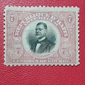 Prangko Republik Haiti klasik Koleksi Kuno 7 Centimes Tahun 1914 UN USED