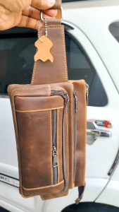 tas kulit sapi  banyak ruang tas pinggang slempang pria wanita tas zaman sekarang bisa cod