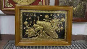 Tranh treo tường Vinh Hoa Phú Quý bằng đồng dát vàng khung 1m06x76 tranh treo tường bằng đồng