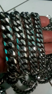 GELANG RANTAI BAJA PUTIH ANTI KARAT PRIA