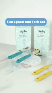 KURU Baby SF2 Fun Stainless Spoon and Fork Set | Sendok Garpu Makan Anak