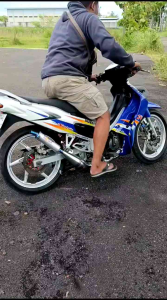 Knalpot Suzuki Satria Hiu Lumba Bm Power Samping Stainless Blue