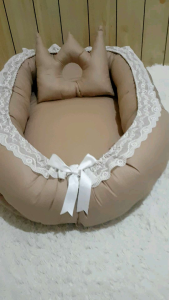 Kasur Bayi Baby Oval Perahu Renda Kelambu Oval Baby Bayi Bantal Anti Peang - Berenda dengan Bantal Anti Peang dan Kelambu Oval yang Bisa Dilepas