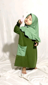 baju gamis bayi perempuan imut Newborn 0-6 bulan 8-18 bulan free hijab dres bayi perempuan