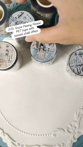 Fairy Lights Journal - READY STOCK/ art journaling/ scrapbook deco/ ZYS: Snow Peony floral PET tape with raised shell effect