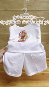 Terno Spaghetti Short White Spot Character For Infant Girl 3-6 Months