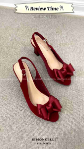 Simoncelli Sepatu Wanita Tumit Tahu Tali Belakang 6 Cm | Heels Merah | Heels Kerja Import 1983-TF