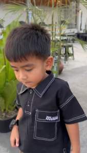 Setelan Kemeja Anak Laki Laki Over Size Celana Cargo Drill Warna Hitam Dan Putih Ukuran 6Bulan - 1-6Tahun Trend Masa Kini