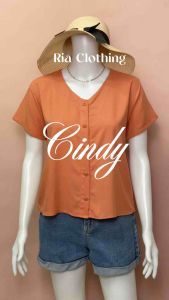 CINDY Vneck Button Down Casual Blouse Korean BKK Trendy Office Top Women Fashion Ria Clothing