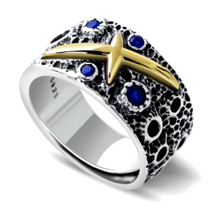Cincin Elegan Desain Blue Starry Sky (Adjustable)