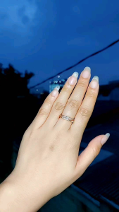 Cincin 2 Layer Zircons Titanium Lapis Emas Anti Karat Fashion Wanita