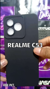 Paket 2in1 Case REALME C53 Camera Softcase Slim Black Matte Case Liquit Bonus Anti Gores Ceramic Matte Anti Spy
