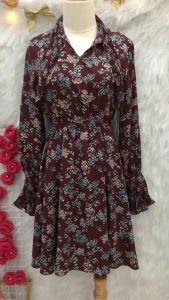 Đầm Xoè Vintage Tay Dài Loe Quạt -2 hand Hàn Quốc - hiệu TWEE- Size S(#Đ330)