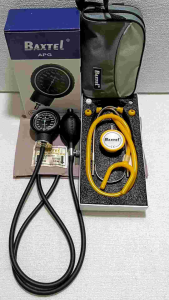 Baxtel APG Black Aneroid Sphygmomanometer With Yellow Deluxe Stethoscope