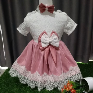 Gaun Pesta Anak Lily: Bahan Brokat & Tile Halus