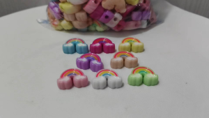 250grams (est.107pcs) Rainbow Cloud Beads 15mm Flatback Cabochon Kawaii Pastel Rainbow Charms for DIY Crafts Hair Clips Phone Case Scrapbooking & Jewelry Making
