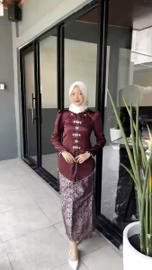 Alana One Set Baju Kurung Melayu Rok Songket Modern Premium Termurah | Atasan Baju Kurung Wanita Terbaru Kekinian | Setelan Kondangan Bridesmaid | Kebaya Pesta Mix Full Payet Bahan Satin Lembut | One Set Malaysia
