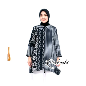 ZIPPA Tunik tenun troso jepara atasan tenun kantor wanita zipper depan busui friendly baju tenun etnik murah modis rashashi Long Sleeve Tunik Modis - Lazada