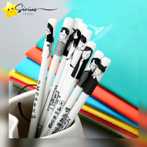 Pulpen Couple Gel 0.5mm Motif Anime Kartun Lucu Korea Jepang Bulpen Ballpoint Pena Tinta Hitam / Bolpen