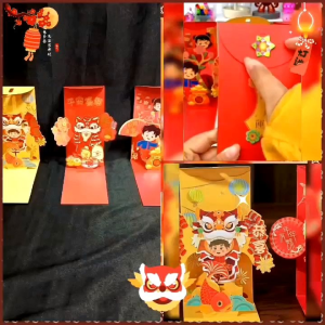 ANGPAO IMLEK 3D IMPORT PREMIUM / ANGPAO POP UP 3D / HONG BAO BARONGSAI TERBARU / ANG PAU DEKORASI HIASAN MEJA / ENVELOPES RED LUCK MONEY BAG RED POCKETS / AGD8790