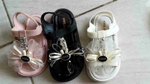 Sepatu Anak 6bln-7thn | Sandal Sepatu Anak Model Pita mutiara | Sepatu Anak Karet Jelly Empuk Perempuan 6055 1 & K1