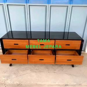 Meja TV Kayu Jati & Rak TV Minimalis Kayu Jati