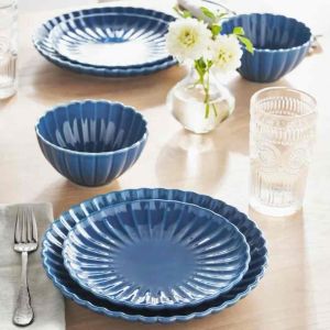 The Pioneer Woman Colette 12-Piece Stoneware Dinnerware Set Blue