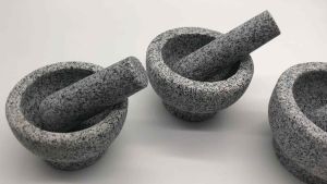 13cm Mortar and Pestle Set Nature Granite Stone Lesung Batu