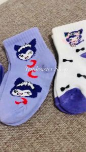 ถุงเท้า Sanrio Kuromi พร้อมส่งจากไทย🇹🇭 ถุงเท้าเด็กผู้หญิง คุโรมิ แพค 5 คู่ คละแบบ