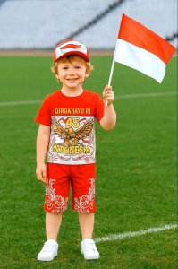 Setelan anak laki-laki dan perempuan usia 1-10 tahun motif garuda merah putih untuk agustusan/baju anak merah putih perayaan acara agustusan