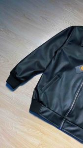 Delaris - Jaket Pria Bomber Kemeja Slimfit Retro Bahan Semi Kulit Sintetis Viena