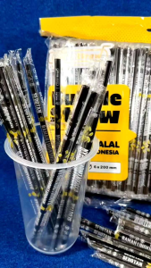 (6mm) Sedotan plastik hitam steril lancip OXO Golden straw 6mm x 20cm