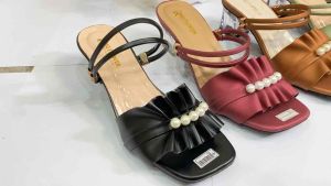 Rmg19 Sandal Wanita Terbaru Mutiara Hak Kaca 5cm Pesta Kekinian Viral Kondangan