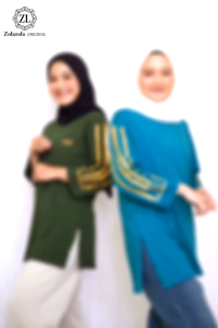 Atasan Kaos Wanita Semi Tunik Motif Lengan 7/8 Cotton Combed24/Original ZolaZola