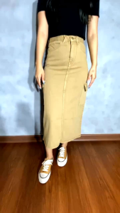 Rok Cargo Jeans Hightwaist Korean Style Kargo Pants Wanita Model Premium Pinggang Belakang Karet Skirt