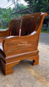 Kursi Tamu Jati Ukir Bunga Teratai Plus Kaca Meja Kursi Minimalis Kursi Murah