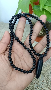 Kalung tasbih galih kelor hitam 6mm 99 butir tasbih kayu kelor hitam
