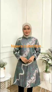 Tunik batik Wanita Modern Atasan Lengan Panjang Seragam Kantor Guru Perempuan Kerja Kantoran Katun