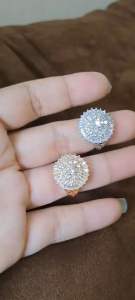 Cincin Kristal Solitare Putri Mewah Premium Emas 22