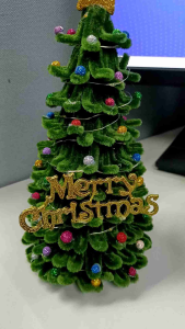 Little Mini Christmas Tree Decor Pipe cleaner craft with Lights