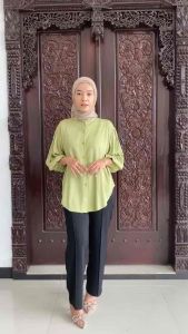 KEMEJA WANITA TERBARU KEKINIAN RAYON TWILL LENGAN BALON