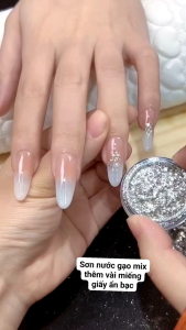 Set 4 hủ nhũ bạch kim  kim sa siêu sáng lấp lánh trang trí móng tay nail