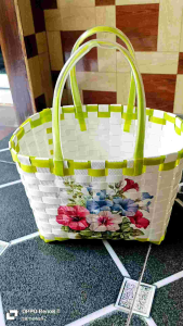 tas anyaman decoupage super mini tas. sovenir