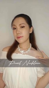 Kayana Pearl Ribbon Necklace Kalung Mutiara Korea Besar Aesthetic Handmade Fashion