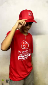 Kaos Lengan Pendek 17 Agustus Bonus Topi // kaos Dirgahayu Republik Indonesia ke 80 tahun Cotton Combed 30s