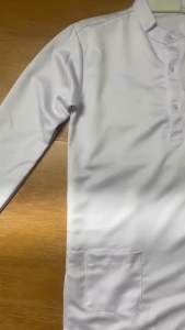 Baju padang putih panjang kantong atas dan kantong 2 saku bawah
