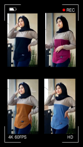 Kaos Wanita Lengan Panjang Motif Oval Kombinasi Warna Bahan Katun Kombad 20s Adem